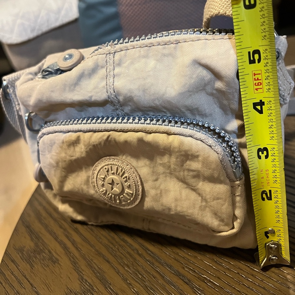 Kipling Light Beige Nylon crossbody Bag with Front Pocket